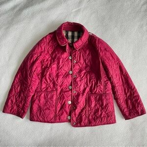 Little Girls Red Burberry Quilted Coat Size 5Y